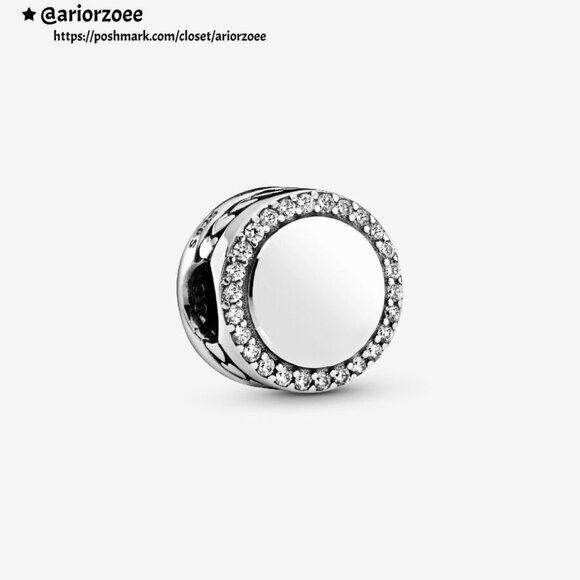 Pandora Engravable Sparkling Button Charm|Pendant - Picture 1 of 2